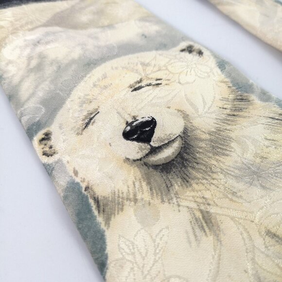 Vintage Polar Bear Family men's tie Endangered species Mark Dennis 1996 USA - Picture 7 of 11